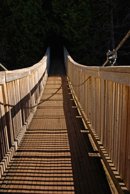 looking across the suspension bridge