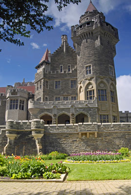 a view of the castle and east tower from the garden