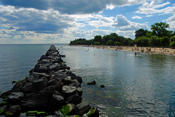looking towards the beach from the pier at the south end of the island